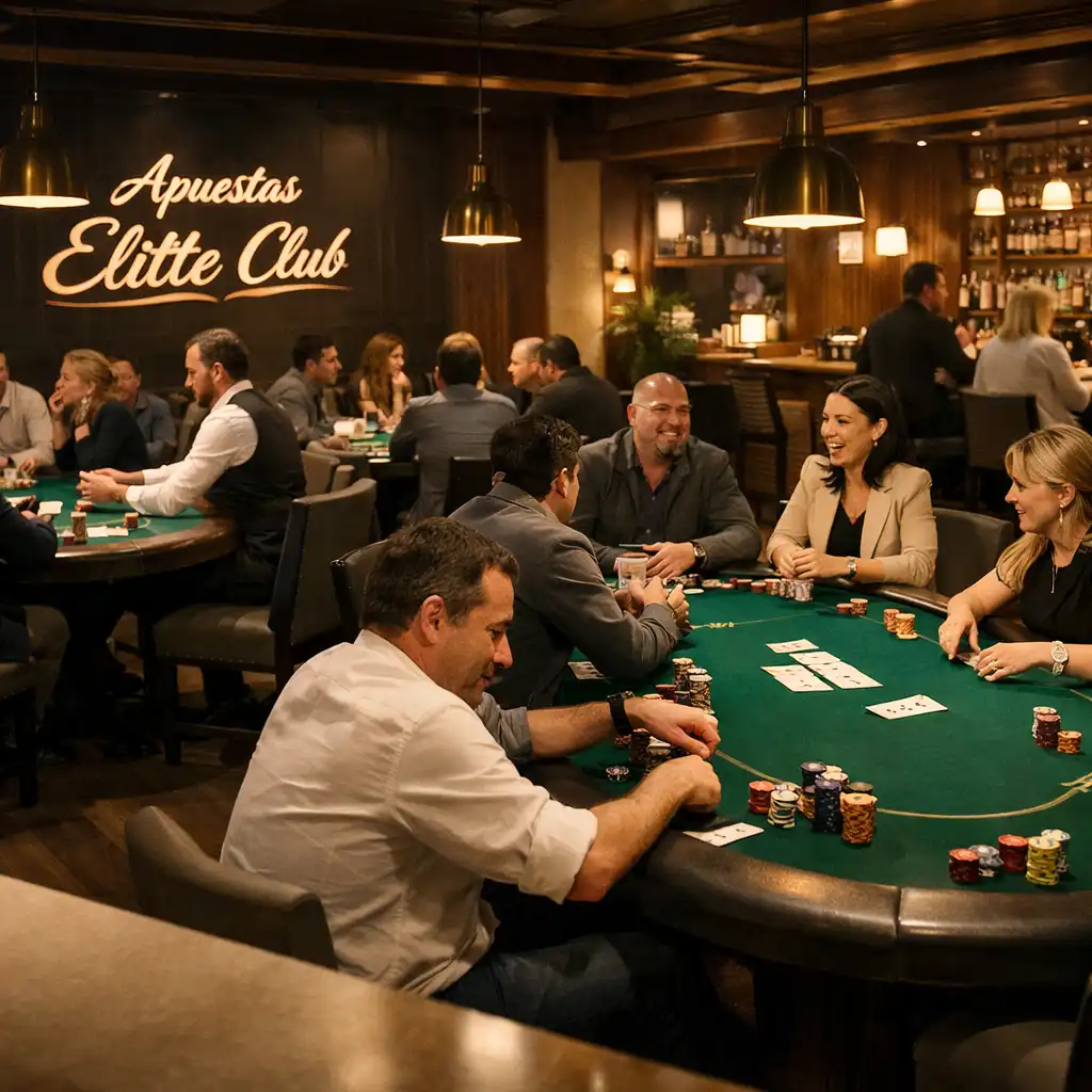 Live offline poker room with emerald Texas Hold’em tables, tournament chips and attentive participants
